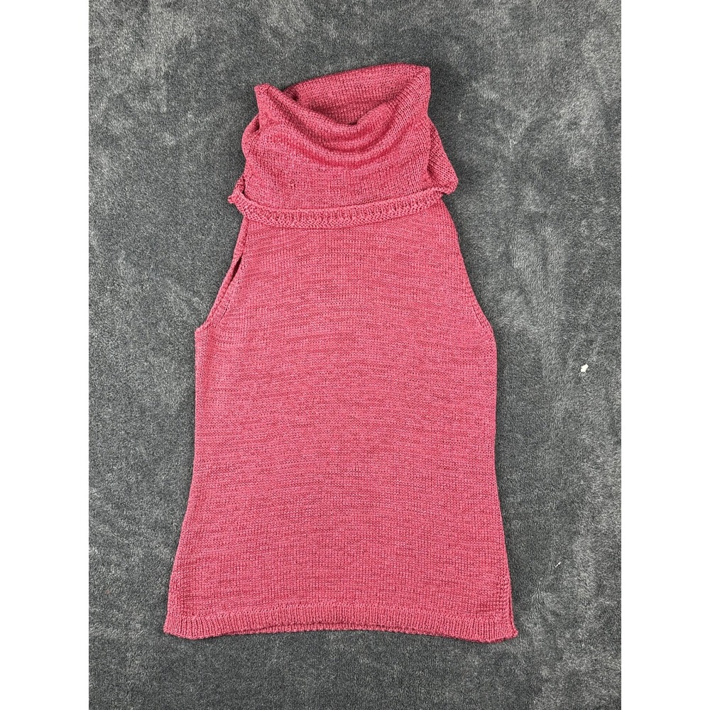 Vintage Y2K City DKNY Womens Rose Pink Cowl Neck Sleeveless Knit Sweater Top Med - Picture 3 of 9
